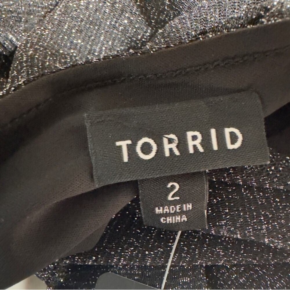 NWT TORRID Lurex Surplice Top in Black Shimmer - Picture 10 of 13